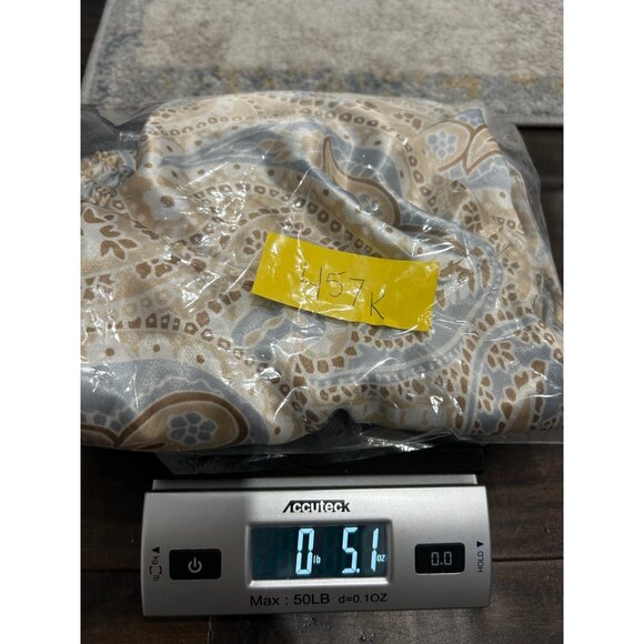 ShipN Shore Paisley Satin Blouse Sz M Long Sleeve Cowl Neck Beige Blue Print - Picture 8 of 8